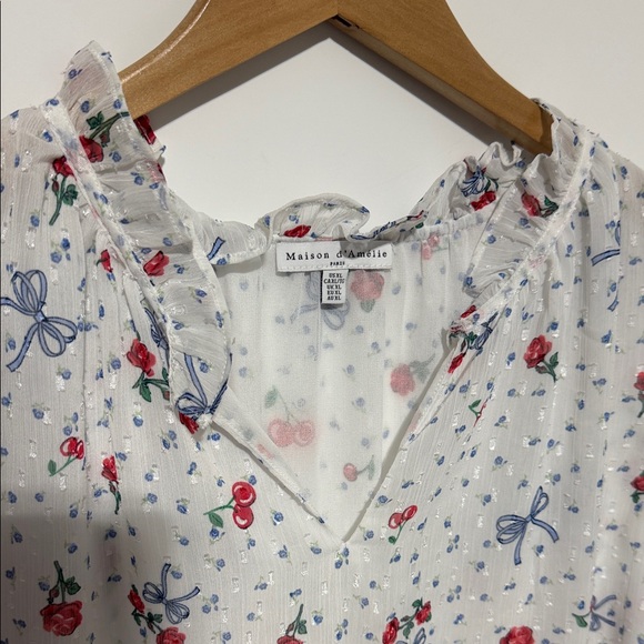 Maison d’Amélie Paris Floral cherry Sleeveless Blouse US XL - Picture 4 of 9